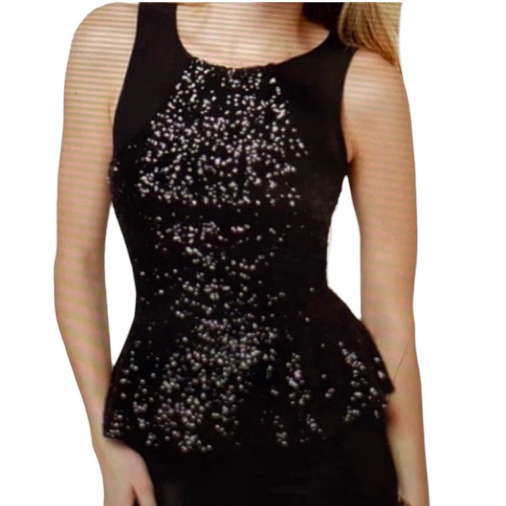 Do & Be Sequins Peplum Black Blouse